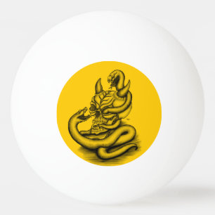 Bolinha De Ping Pong Caveira - Cabeça Diabo com Cobra