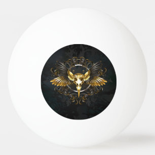 Bolinha De Ping Pong Caveira de ouro sobre fundo preto