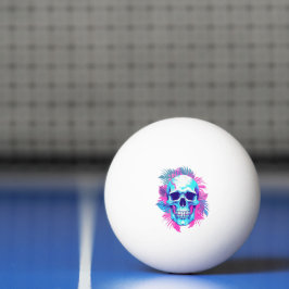 Bolinha De Ping Pong Caveira Floral em Estilo Vaporwave
