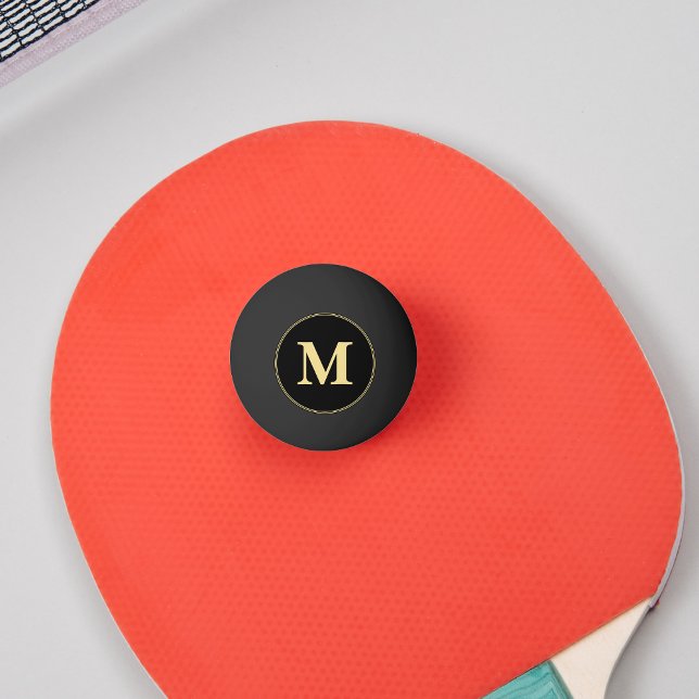 Bolinha De Ping Pong Cerveja de Tênis de Mesa Dourada e Preta Personali (Custom Black Gold Monogrammed Table Tennis Beer Ping Pong Ball)