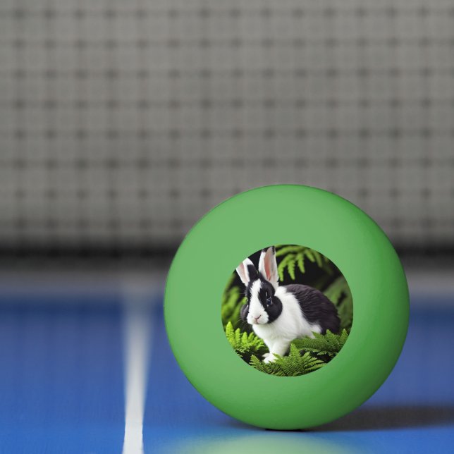 Bolinha De Ping Pong "Charme Clássico: O Coelho Negro e Branco" (Líquido)