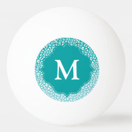 Bolinha De Ping Pong Chic White Leopard Spots on Turquoise Monogram
