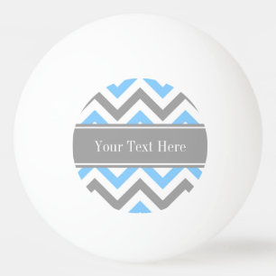 Bolinha De Ping Pong Cinza Azul-Céu Branco Wht LG Chevron Cinza Nome Mo