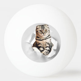 Bolinha De Ping Pong Cinza Engraçada Gato Povoando através da Ilusão do