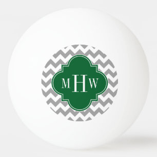 Bolinha De Ping Pong Cinza White Chevron Emerald Quatrefoil 3 Monograma