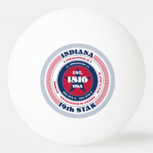 Bolinha De Ping Pong Círculo de Indiana Vermelho, Branco e Azul