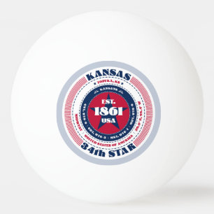 Bolinha De Ping Pong Círculo vermelho, branco e azul do Kansas