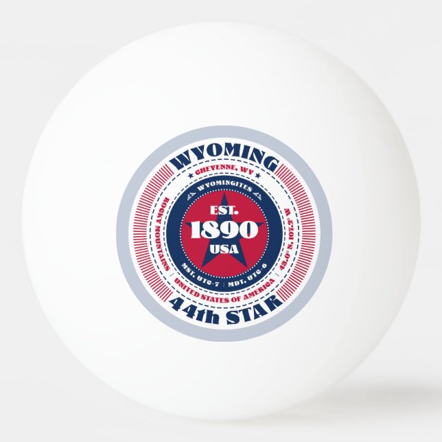 Bolinha De Ping Pong Círculo vermelho, branco e azul Wyoming (Frente)