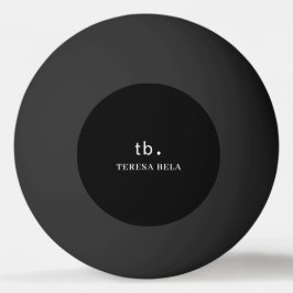 Bolinha De Ping Pong Clássico Monograma Elegante Estilo Minimal Preto A