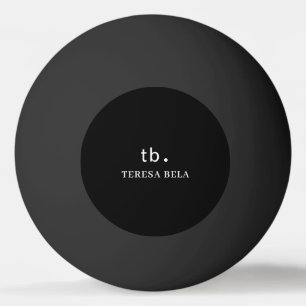 Bolinha De Ping Pong Clássico Monograma Elegante Estilo Minimal Preto A