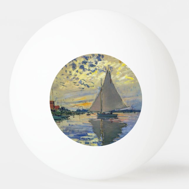 Bolinha De Ping Pong Claude Monet - Navio de vela no Le Petit-Gennevill (Frente)