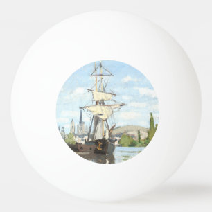 Bolinha De Ping Pong Claude Monet. Navios a voar no Sena em Rouen