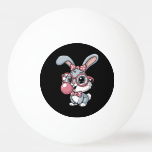 Bolinha De Ping Pong Coelho Fofo com Óculos Soprando Chiclete