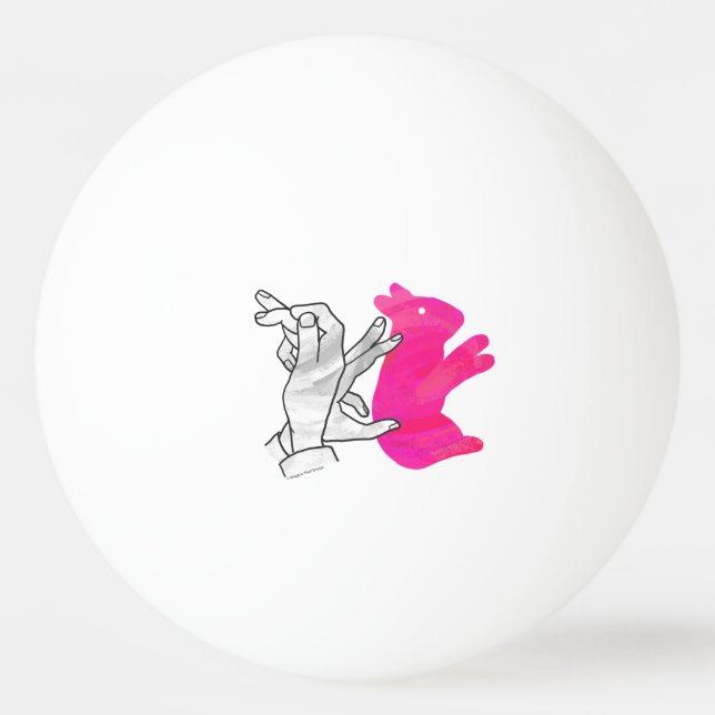 Bolinha De Ping Pong Coelho Silhout Mão Rosa (Verso)