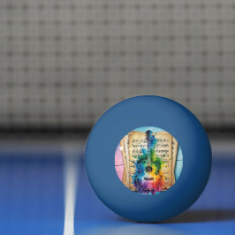 Bolinha De Ping Pong Colorida Melodia: Violão Pintado em Música Vintage