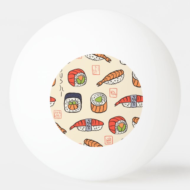 Bolinha De Ping Pong Comida sushi, design de padrão uniforme. (Frente)