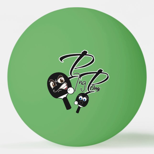 Bolinha De Ping Pong  con palas negras graciosas (Frente)