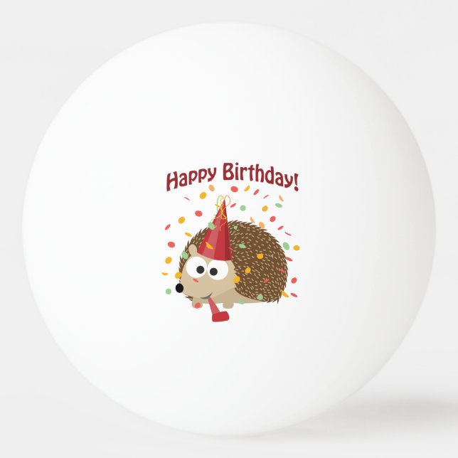 Bolinha De Ping Pong Confetti Happy Birthday Hedgehog (Frente)