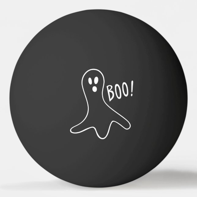 Bolinha De Ping Pong Contorno Branco do Boo Say do Fantasma em Preto (Frente)