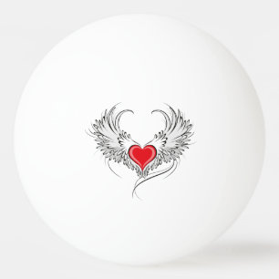 Bolinha De Ping Pong Coração Anjo Vermelho com asas