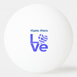 Bolinha De Ping Pong Coração Bandeira Azul do GREGO Personalizado 
