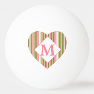 Bolinha De Ping Pong Coração Monogrammed da listra do primavera do ro
