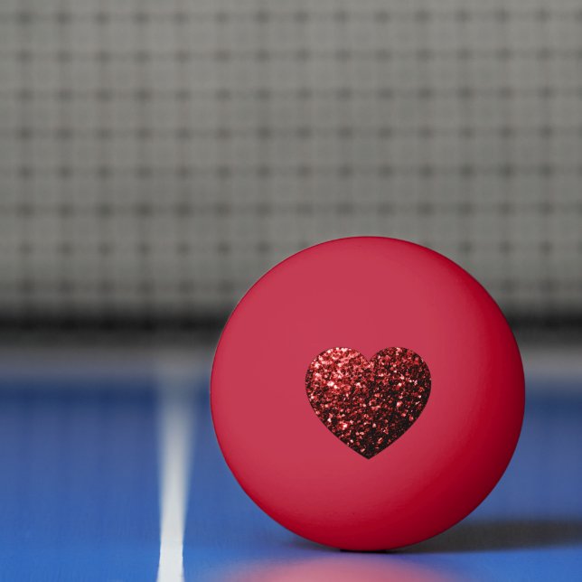 Bolinha De Ping Pong Coração vermelho escuro com brilho falso faisca (Líquido)