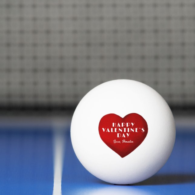 Bolinha De Ping Pong Coração Vermelho Romântico com Namorados de Nome D (Líquido)