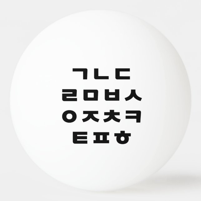Bolinha De Ping Pong Coreano | Hangul, Alfabeto (Frente)