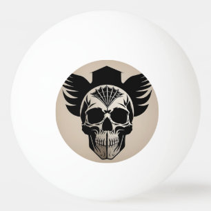 Bolinha De Ping Pong Crânio Artístico com Asas e Geométrico Abstrato
