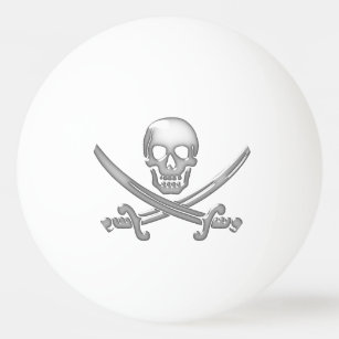 Bolinha De Ping Pong Crânio e Espada Pirata Cruzadas (TLAPD)