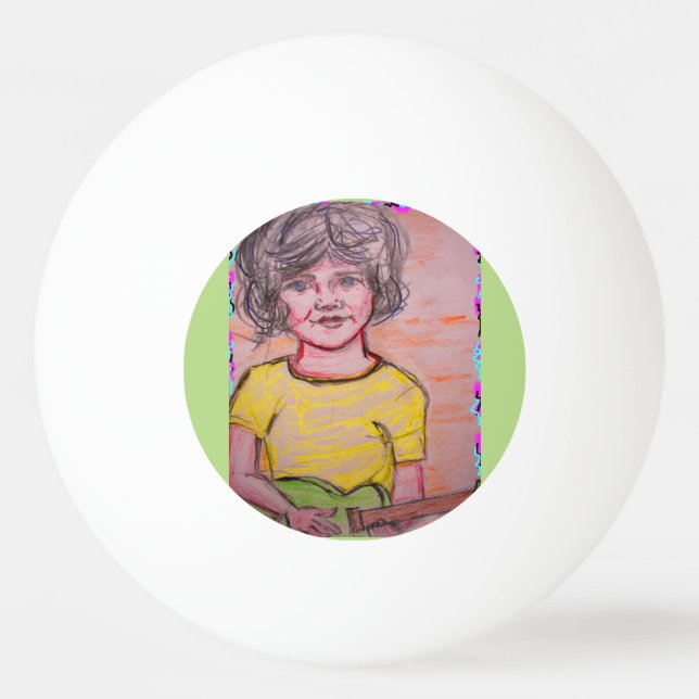 Bolinha De Ping Pong criança tocando guitarra de brinquedo (Frente)