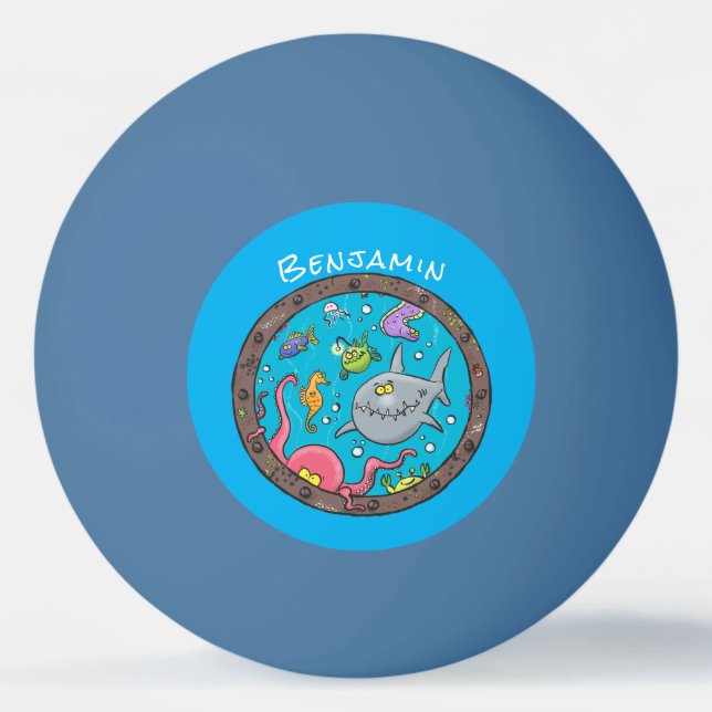 Bolinha De Ping Pong Criaturas marinhas engraçadas desenho de desenhos  (Frente)