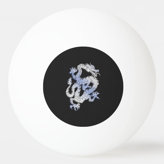 Bolinha De Ping Pong Cromo como Dragão Cobra preto prateado (Frente)