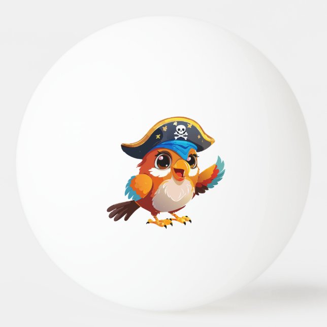 Bolinha De Ping Pong Cute cartoon parrot pirate (Frente)