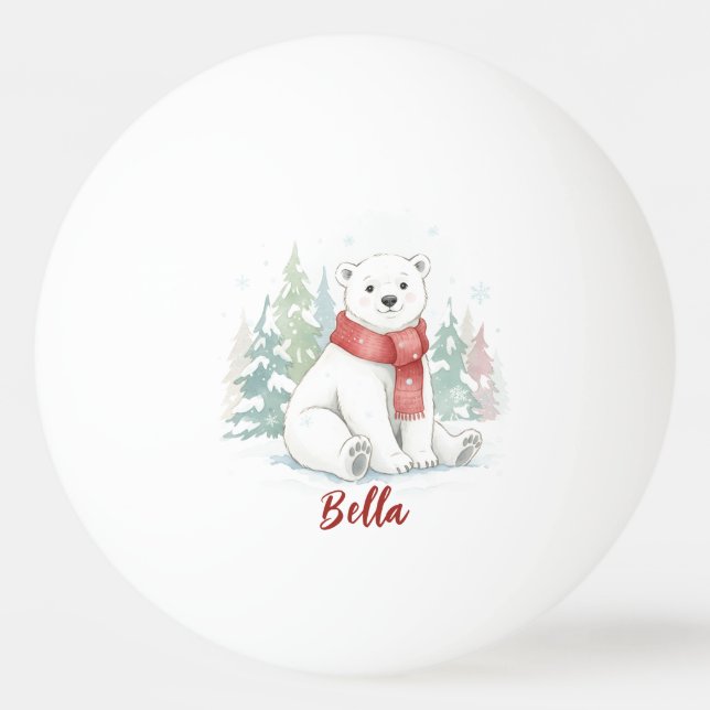 Bolinha De Ping Pong Cute watercolor Polar Bear (Frente)