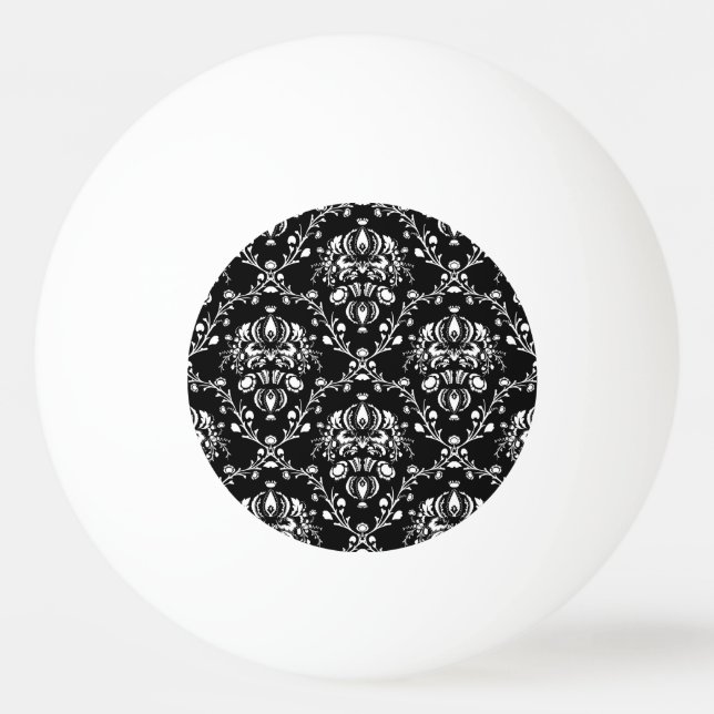 Bolinha De Ping Pong Damasco preto e branco (Frente)