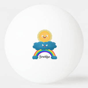 Bolinha De Ping Pong Desenho animado de sol feliz e nuvem arco-íris fof