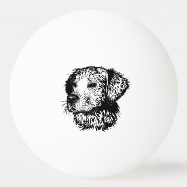 Bolinha De Ping Pong Desenho da Cabeça Canina (Frente)