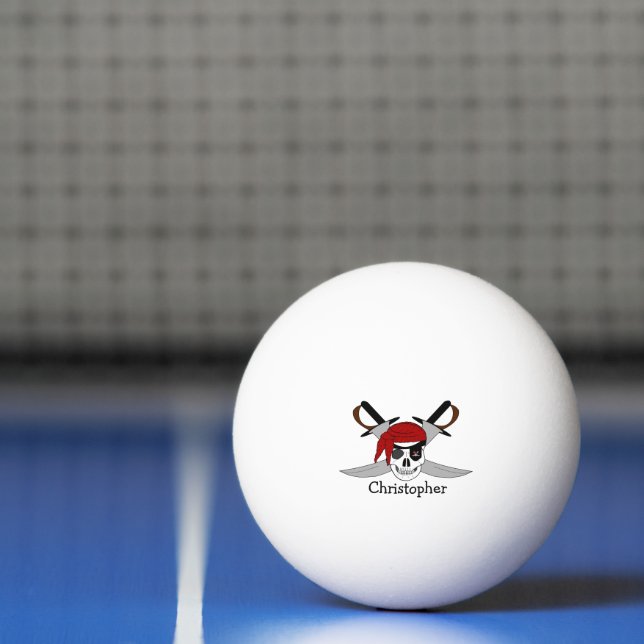 Bolinha De Ping Pong Design De Crânio E Espadas (Líquido)