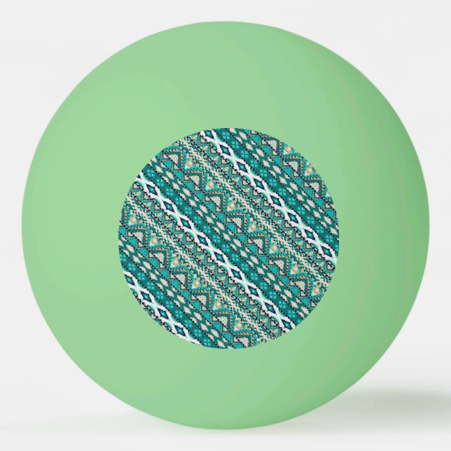 Bolinha De Ping Pong Design design aztec padrões verde-esverdeado (Frente)
