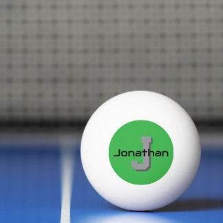 Bolinha De Ping Pong Design Inicial de Monograma Verde Personalizado