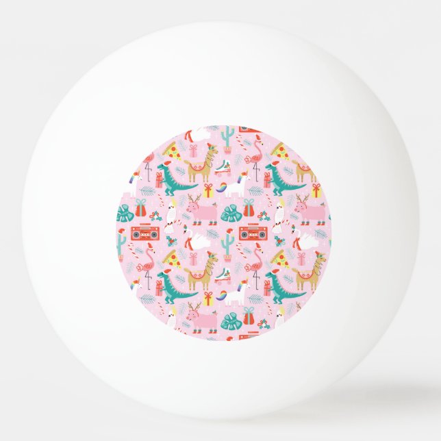 Bolinha De Ping Pong Diversão de Natal: Padrão Invisível De Animais. (Frente)
