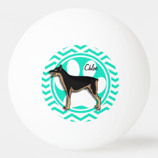 Bolinha De Ping Pong Doberman; Aqua Green Chevron
