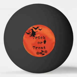 Bolinha De Ping Pong Doçura ou travessura com bruxa & bastões na lua