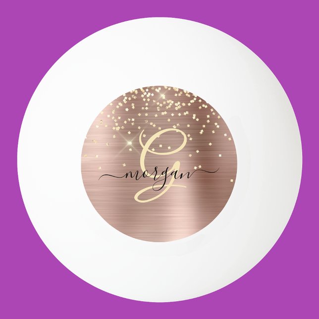 Bolinha De Ping Pong Dourado brilho, monograma Dourado, nome de script  (Criador carregado)