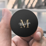 Bolinha De Ping Pong Dourado Monograma Elegante Girassol Feminina<br><div class="desc">Bola de Pong Ping,  Escrita Feminina Elegante,  Monograma Dourado Preto. Personalize facilmente esta moderna e elegante bola de pingue-pongue com o seu monograma e nome personalizados.</div>