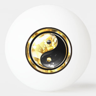 Bolinha De Ping Pong Dourado Yin Yang a preto