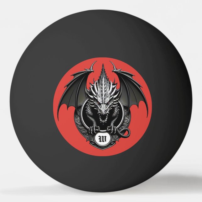 Bolinha De Ping Pong Dragão Cinza com Olhos Amarelos  (Frente)