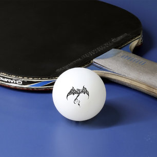 Bolinha De Ping Pong Dragão Tribal Celta em Entrelaçado Preto Branco Fa